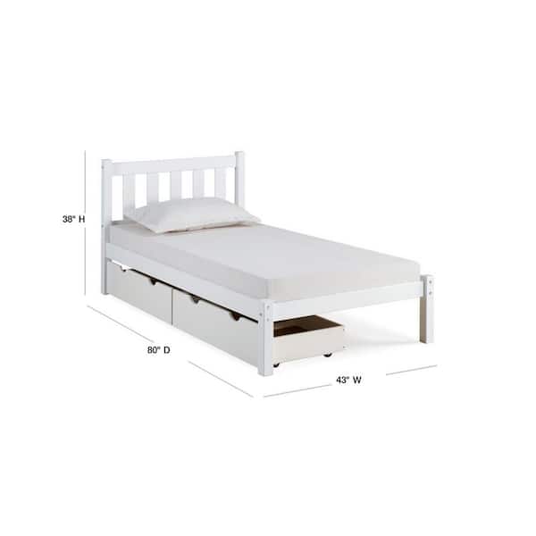 Alaterre Furniture Poppy White Twin Bed, Black Twin Bed With Storage Drawers