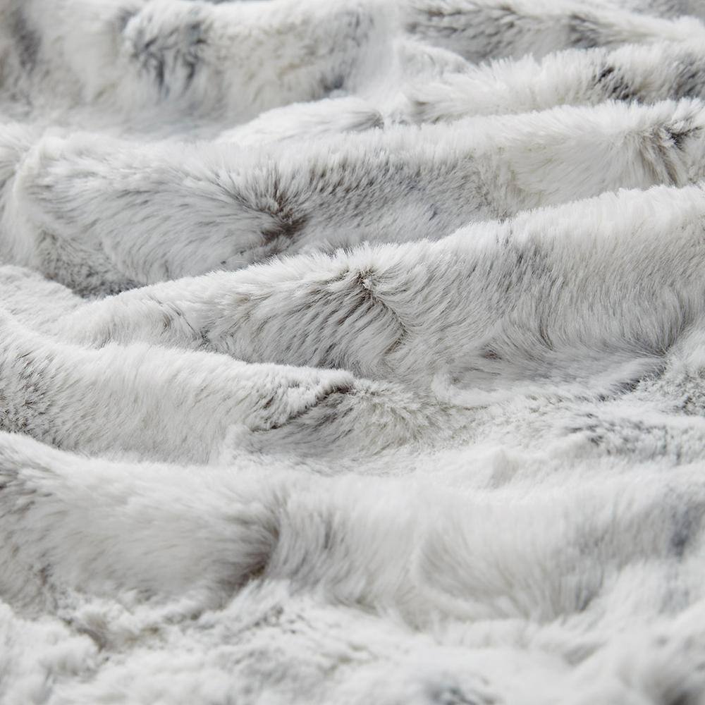 Oversized Grey Faux Fur Reversible Winter Throw