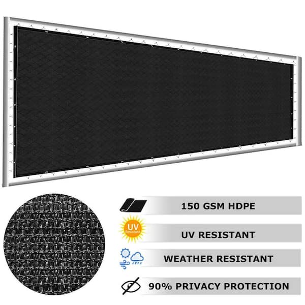 Cisvio 5 ft. x 50 ft. Privacy Screen Fence Heavy-Duty Protective Covering Mesh Fencing for Patio Lawn Garden Balcony Black
