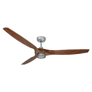Solara 60 in. Indoor/Outdoor Brushed Nickel Ceiling Fan and LED Light with Remote Control