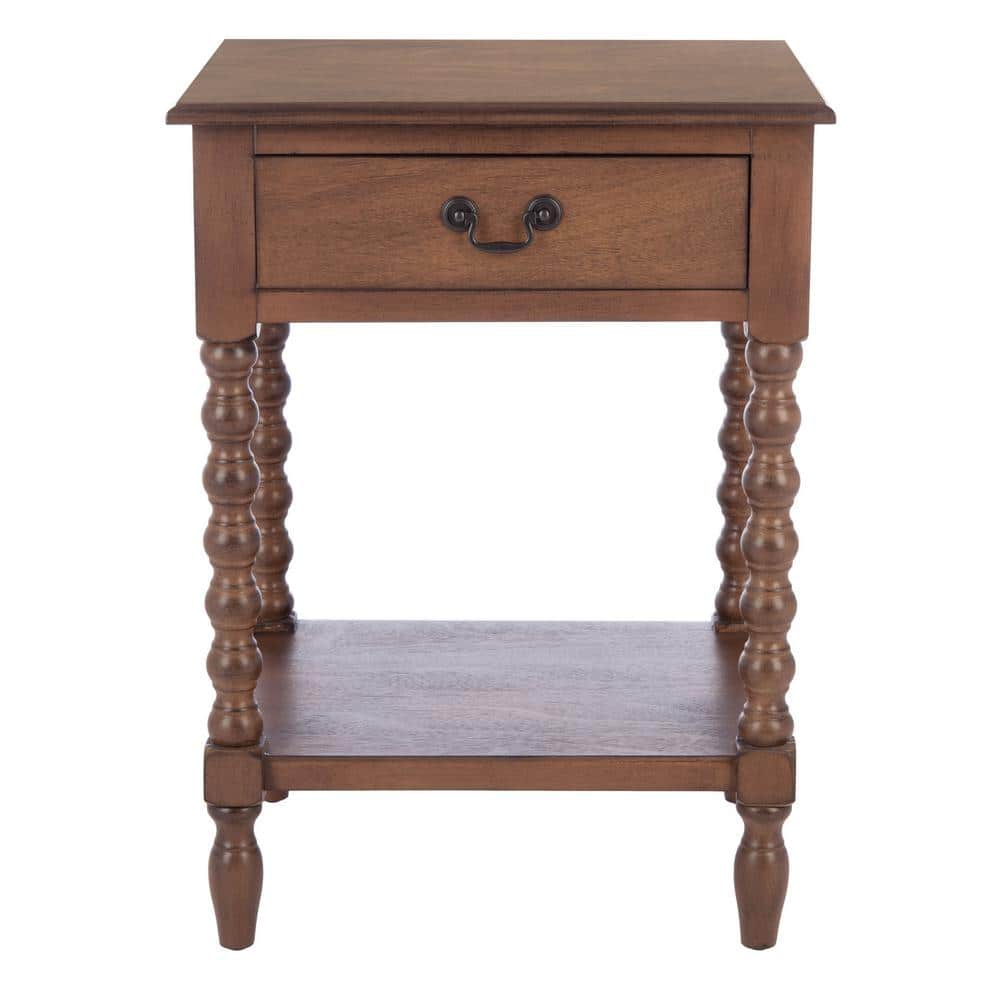 Athena Medium Brown Pinewood Accent Table with Storage