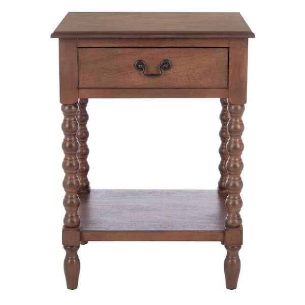 SAFAVIEH Athena 19 in. Brown Rectangle Wood Storage End Table