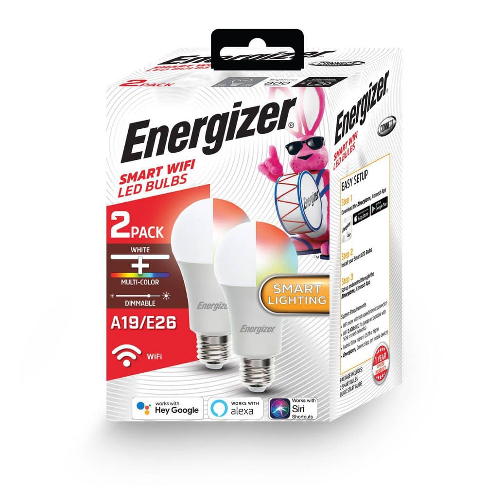 60-Watt Equivalent A19 Smart Wi-Fi Light Bulb 6500K in Bright and Multi-Color EAC2-1002-PP2 - The Home Depot