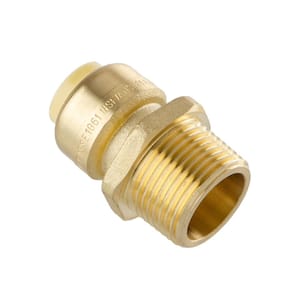 1/2 in. Push-Fit x 3/4 in. Male Pipe Thread Brass Coupling (2-Pack)
