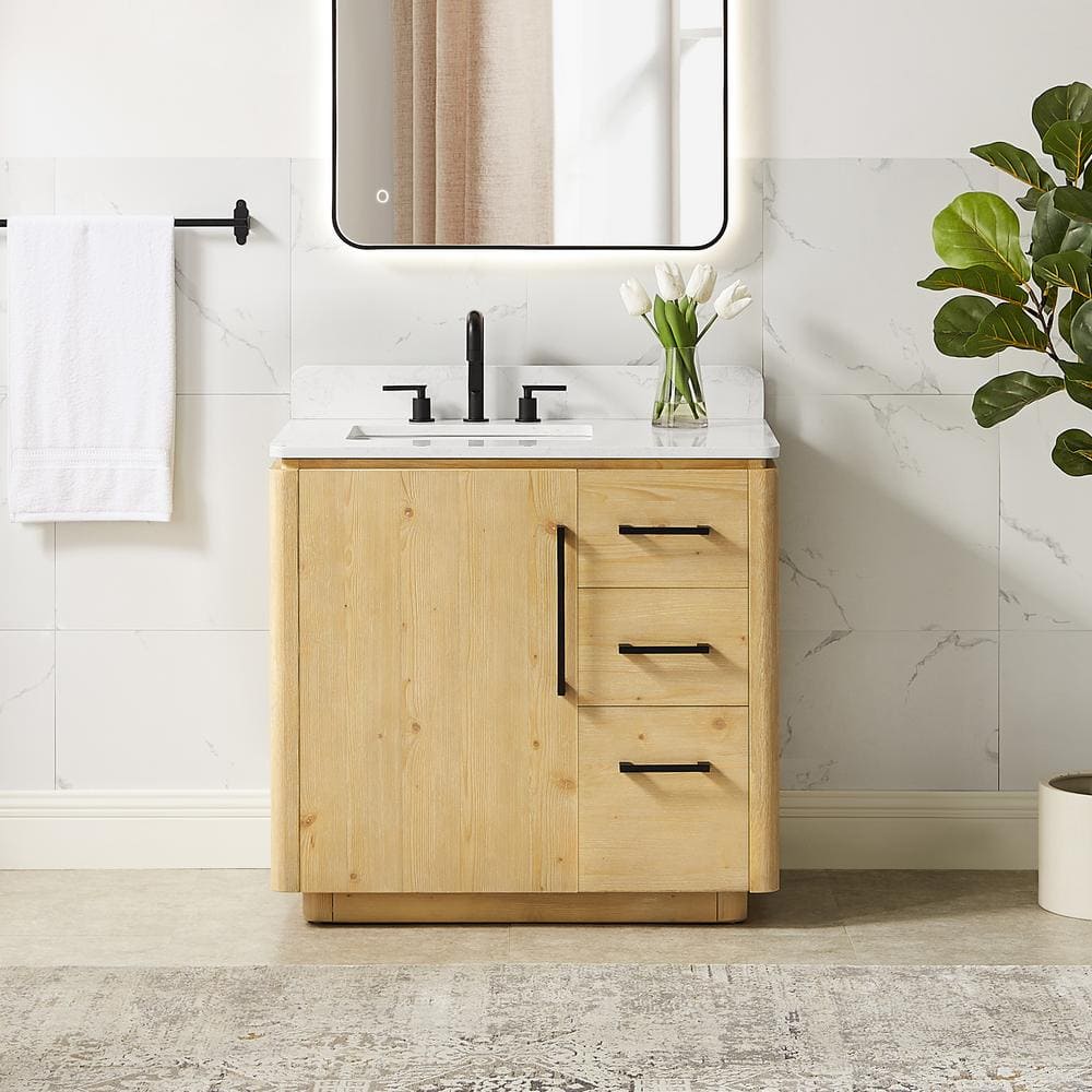 Altair Serene 36 in. Single Freestanding Nature Brown Bath Vanity with ...