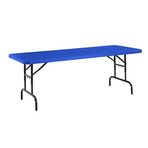 72 in. Blue Plastic Adjustable Height Folding High Top Table
