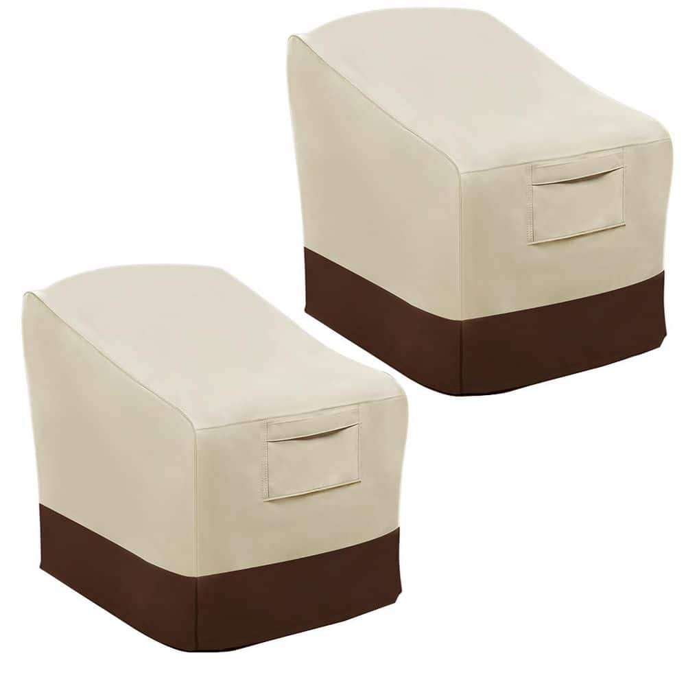 Medium 30 in. W x 37 in. D x 31 in. H Beige and Brown Waterproof Outdoor Patio Chair Covers Adjustable Straps (2-Pack) price history on PriceWatchPro