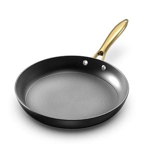 12 in. Cast Iron Long Lasting Nonstick Easy Clean Frying Pan with Stainless Steel Riveted Ergonomic Stay Cool Handle