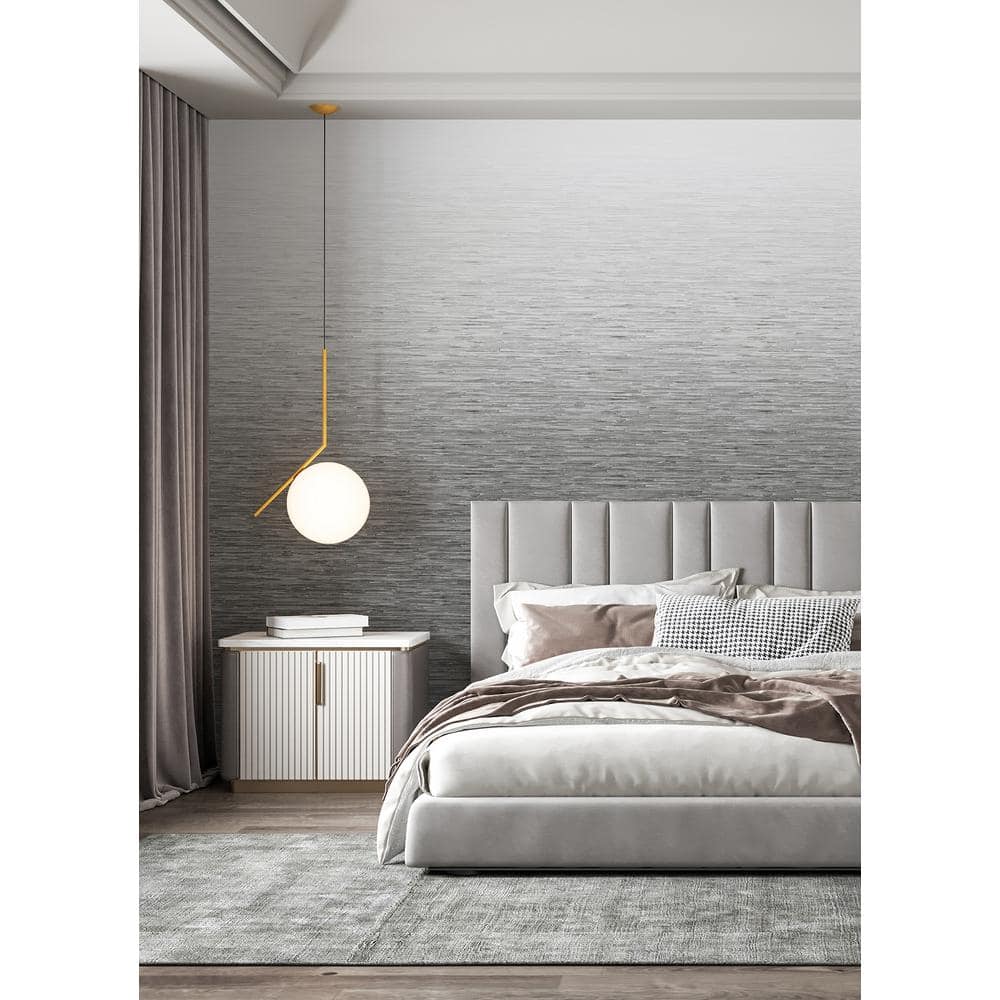Mist Light Grey Ombre Grasscloth Removable Wall Mural