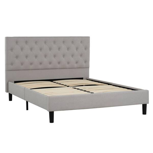 PRIMO INTERNATIONAL Ellie Grey Upholstered Queen Platform Bed with ...