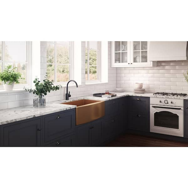 Zuma, Copper Farmhouse Kitchen Sink with Angled Apron