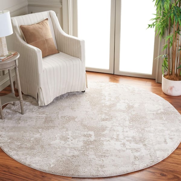 Century 7 ft. x 7 ft. Beige Watercolor Marle Round Area Rug
