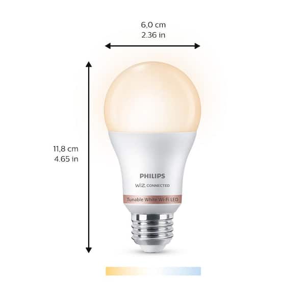 Meningsfuld luft mikroskop Philips 60-Watt Equivalent A19 LED Smart Wi-Fi Tunable White Smart Light  Bulb powered by WiZ with Bluetooth (1-Pack) 562694 - The Home Depot