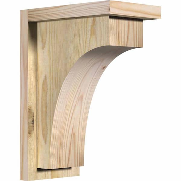 Ekena Millwork 6 in. x 10 in. x 14 in. Douglas Fir Huntington Rough Sawn Corbel with Backplate