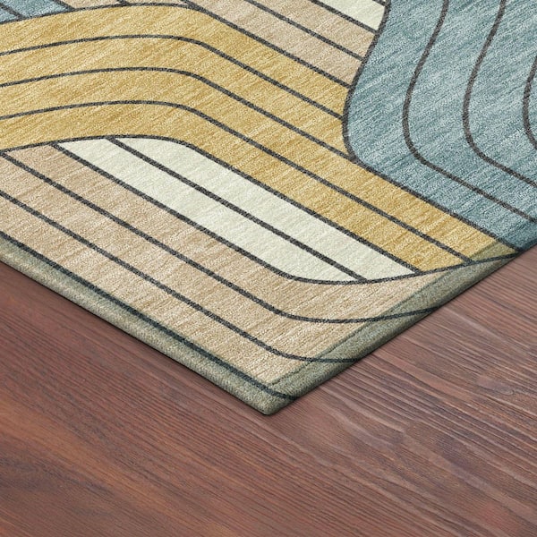 Chantille Machine Washable Indoor/Outdoor Abstract ACN2422 Gold 8 ft. x 10 ft. Area Rug