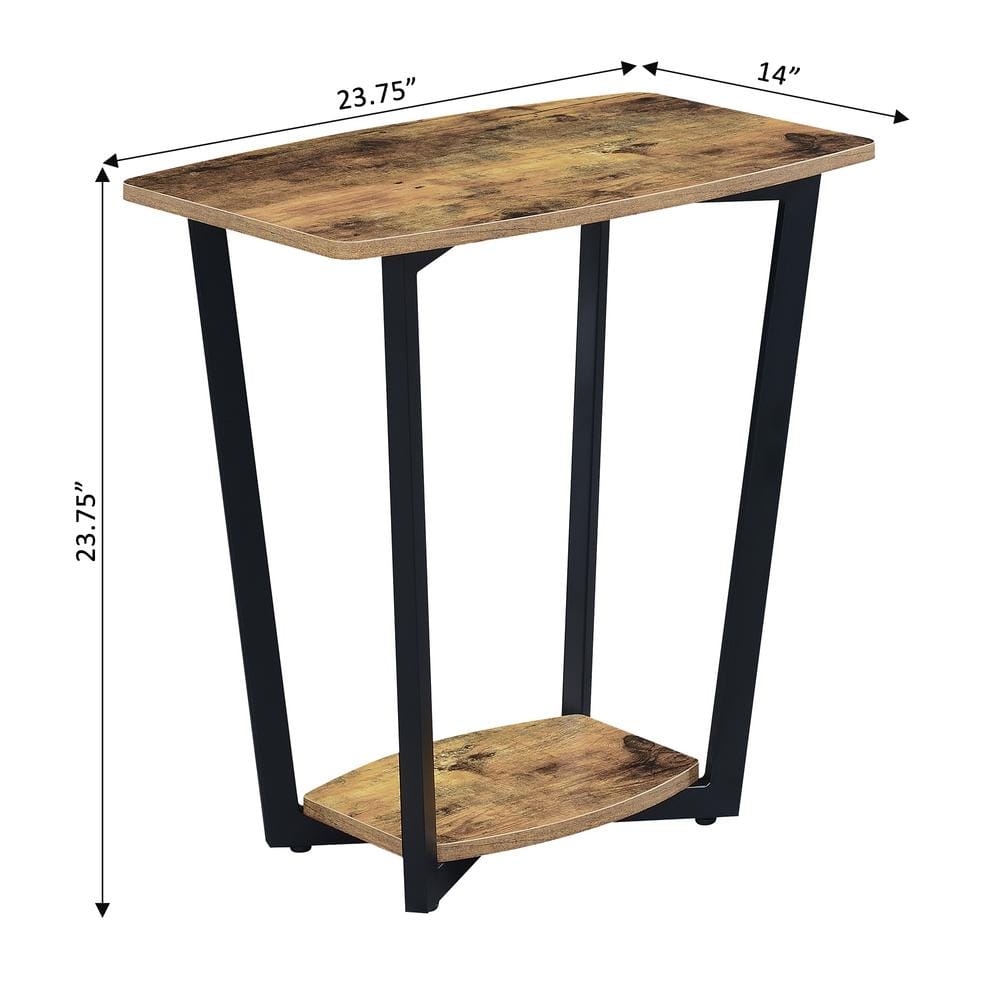 Urban Barnwood 24" Industrial End Table with Dual-Shelf, Black Metal Frame
