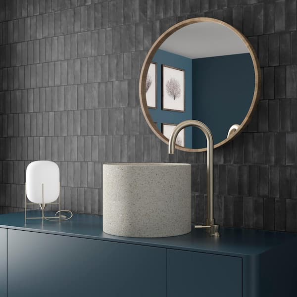 Coco Matte Black Hat 2 in. x 5-7/8 in. Porcelain Floor and Wall Take Home Tile Sample