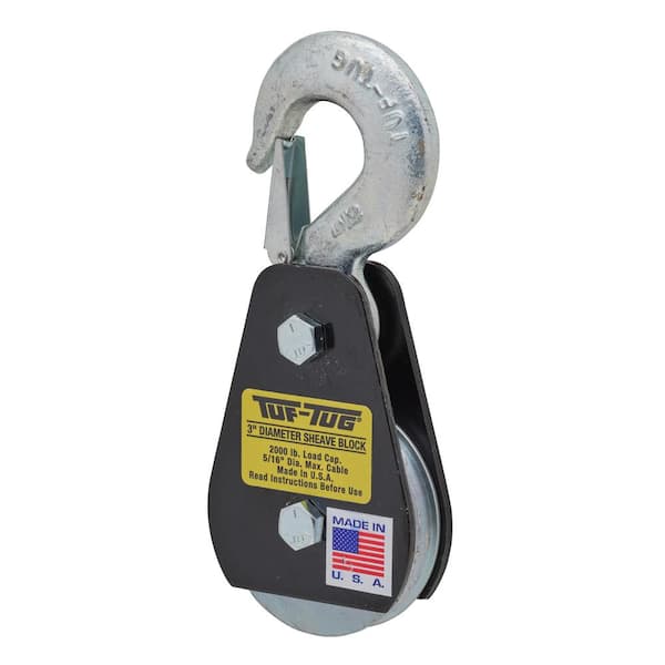 TUF-TUG 3 in. Wire Rope Block, Hook Mount, 2,000 lbs. Capacity