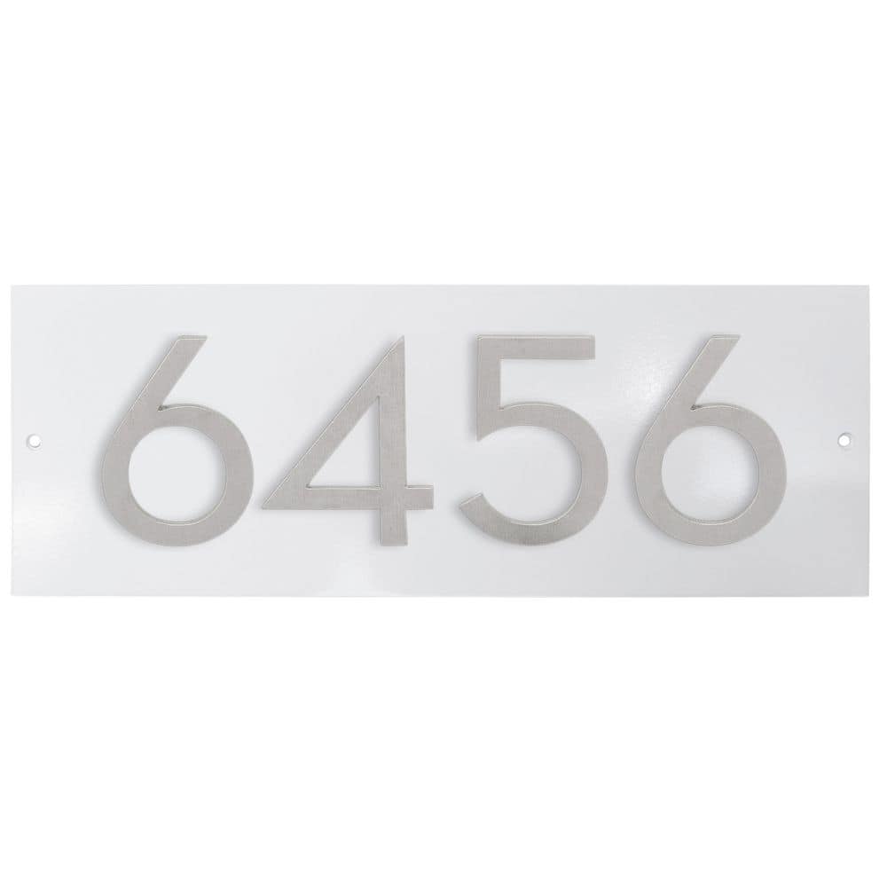 "Horizontal Floating Modern Address Plaque (4"" Numbers-4 Characters)-White/Brushed Aluminum" price history on PriceWatchPro