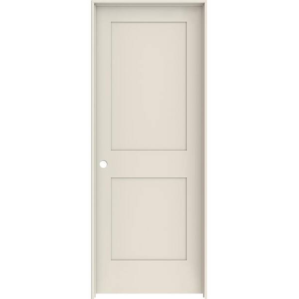 JELD-WEN 36 in. x 80 in. 2 Panel Shaker Right-Hand Primed Solid Core Wood Single Prehung Interior Door