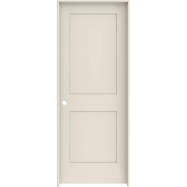 Traditional 32 in. x 80 in. 2Panel Shaker Right-Handed SolidCore Primed Wood Single Prehung Interior Door w/Black Hinges