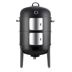 20 in. Charcoal Smokers in Black Heavy-Duty Round BBQ Grill for Outdoor Cooking