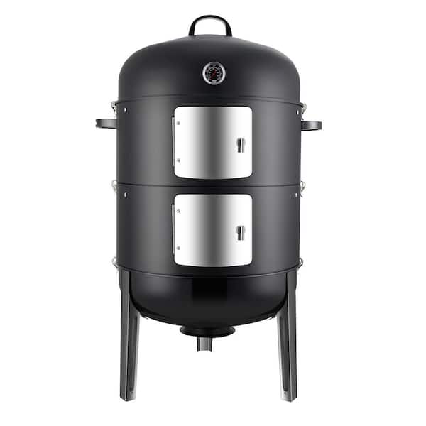 Unbranded 20 in. Charcoal Smokers in Black Heavy-Duty Round BBQ Grill for Outdoor Cooking