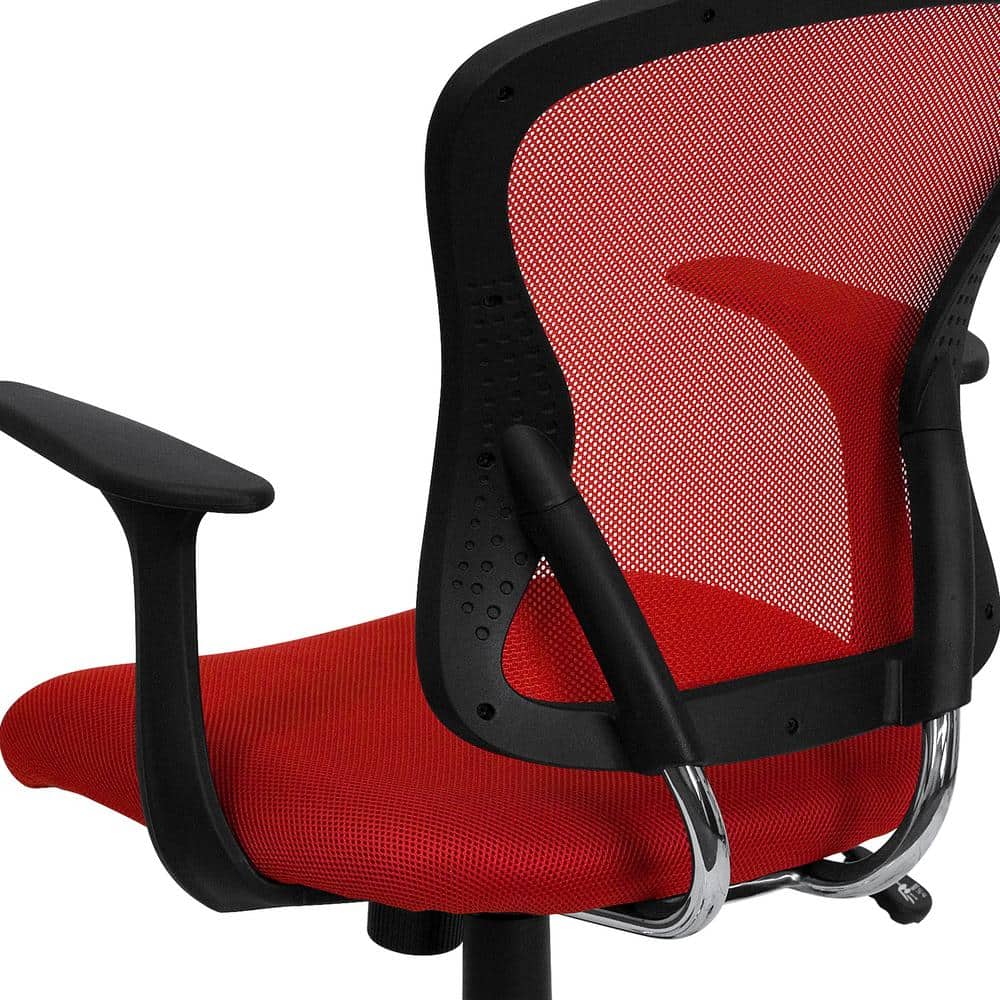 Contemporary Red Mesh Swivel Task Chair with Chrome Base