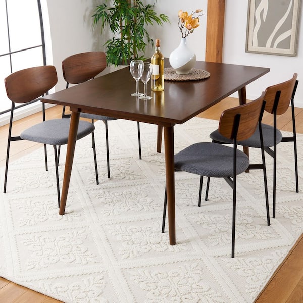 Vermont 9 ft. x 12 ft. Ivory Diamond Ornate Solid Color Area Rug