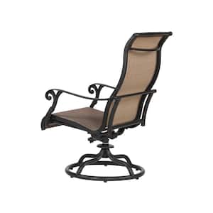 Dark Bronze Frame Aluminum Patio Outdoor Sling Swivel Rocker Chair for Gazebo, Balcony (Set of 2)