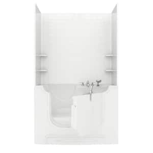NOVA Heated Rampart Wheelchair Accessible 5 ft. walk-in bathtub with 6 in. Tile Easy Up Adhesive Wall Surround in White