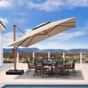 PURPLE LEAF 10 ft. x 13 ft. Solar Powered LED Patio Outdoor Cantilever  Umbrella Heavy Duty Sun Umbrella in Beige PPLGLRRCDT1013K - The Home Depot