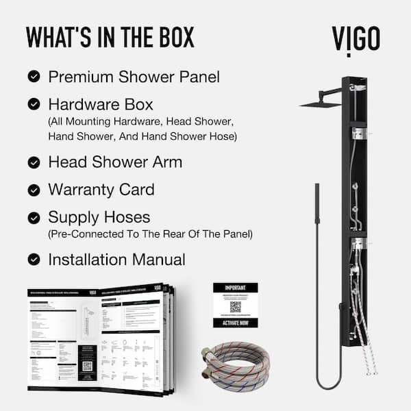 VIGO Bowery 58 in. H x 5 in. W 4-Jet Shower Panel System with