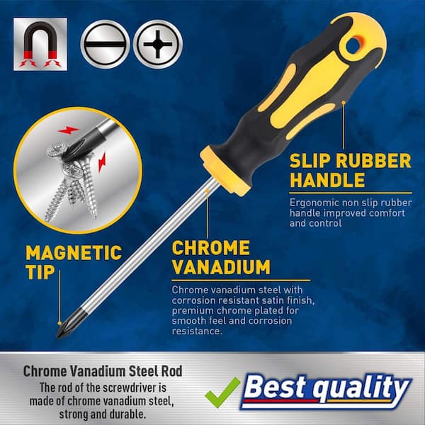 Yichuhaoxi Magnetic Screwdrivers Set 10-Piece Cushion Grip Handle