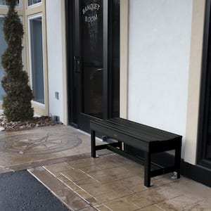 Weldon 46 in. 2-Person Black Plastic Outdoor Bench