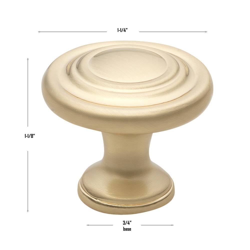 Champagne Gold Polished Round Cabinet Knob with Mounting Hardware