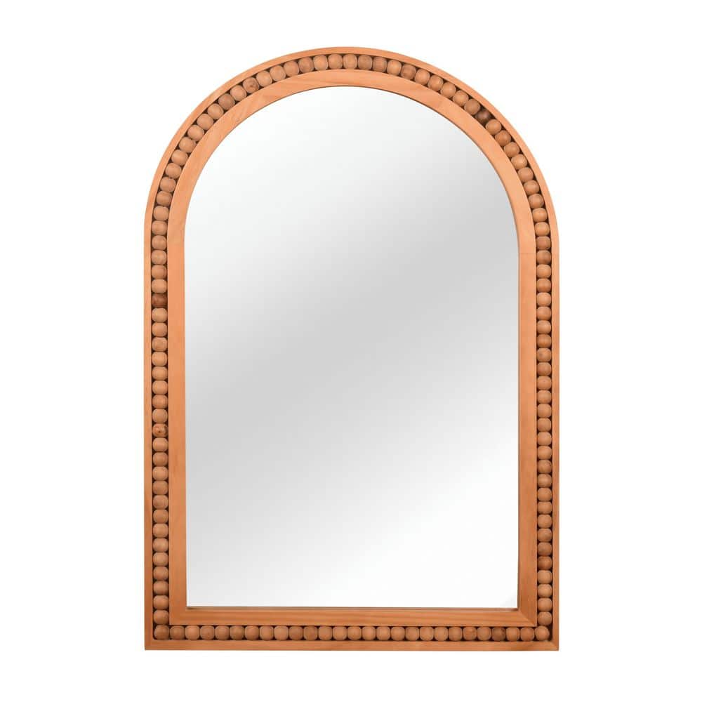 20.00 in. W x 30.00 in. H Arch Solid Wood Frame Wall Mounted Bathroom Vanity Mirror in Yellowish Brown price history on PriceWatchPro