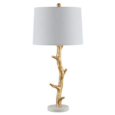 Olenna 29.5 in. Gold Leaf Table Lamp with White Shade