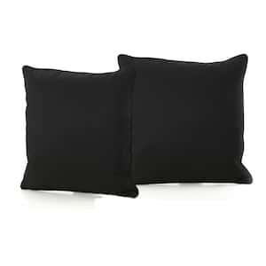 Coronado Black Square Outdoor Patio Throw Pillow (2-Pack)