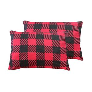 Ebony Plaid 2-Piece Red Microfiber Standard Pillowcase Pair
