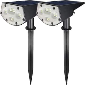 Pure Garden Black Outdoor Integrated LED Landscape Solar Spotlights (2 ...