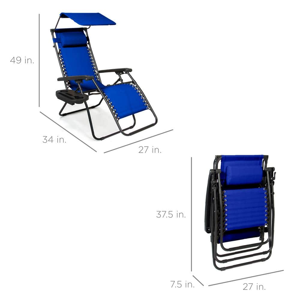 Cobalt Blue Zero Gravity Lounger with Canopy and Cushion