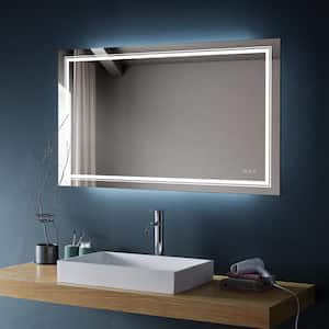 60 in. W x 36 in. H Rectangular Frameless Wall Mount Bathroom Vanity Mirror in White with LED Light Anti-Fog