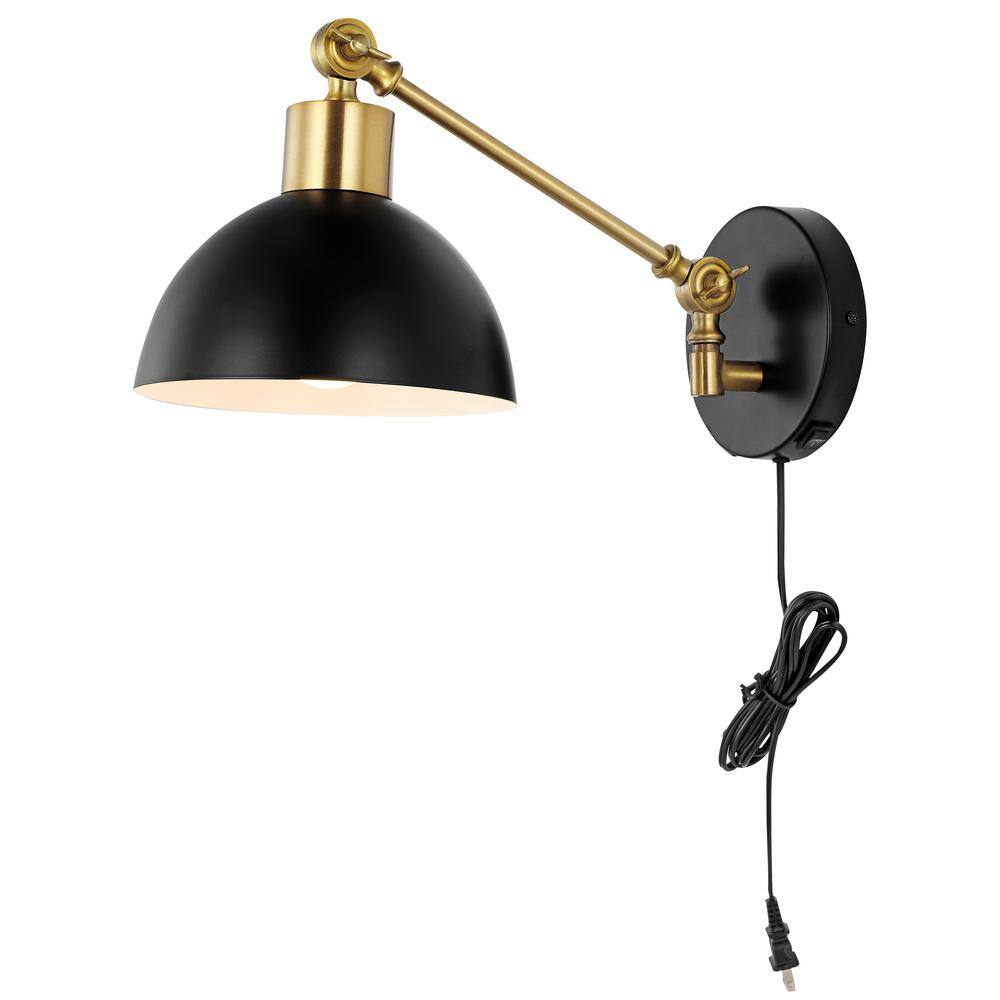 Lisa 18" Black Iron Swing Arm LED Wall Sconce with USB Charging