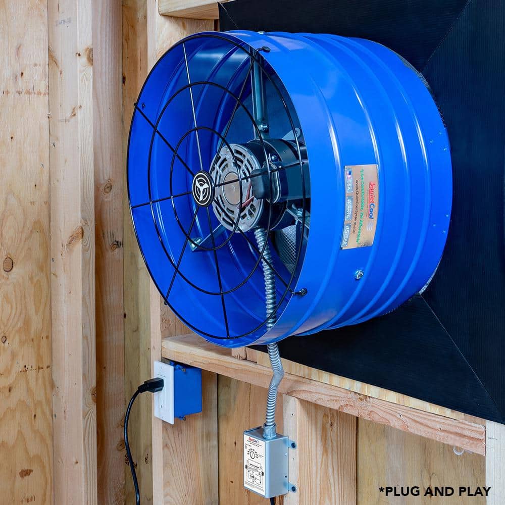 Blue Steel Roof Mount Attic Fan with Thermostat