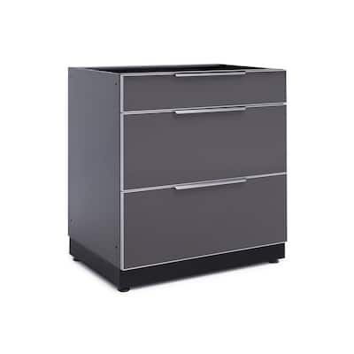 Slate Gray 3-Drawer 32 in. W x 36.5 in. H x 23 in. D Outdoor Kitchen Cabinet