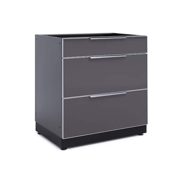 NewAge Products Slate Gray 3-Drawer 32 in. W x 36.5 in. H x 23 in. D Outdoor Kitchen Cabinet