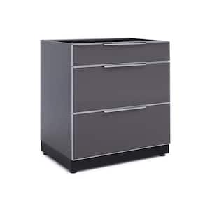 Outdoor Kitchen 3-Drawer 32 in. W x 36.5 in. H x 23 in. D Slate Gray Cabinet in Aluminum