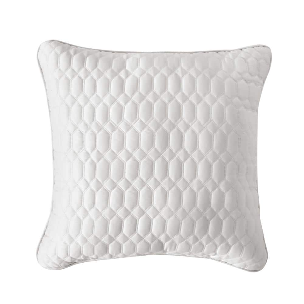 Blanchard Ivory Polyester Solid 20 in. Square Quilted Decorative Throw Pill