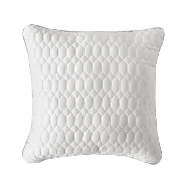 Unbranded Blanchard Ivory Polyester Solid 20 in. Square Quilted Decorative Throw Pillow 20 in. L x 20 in. W